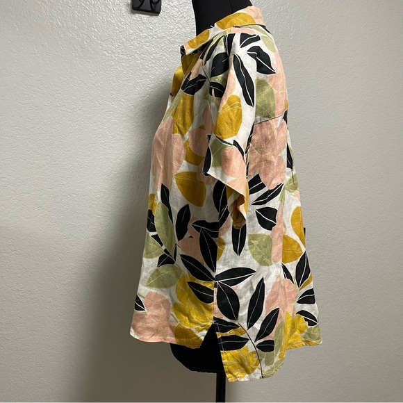 Rachel Zoe 100% Linen Tropical Floral Print Button Down Top Size SMALL - Picture 5 of 7